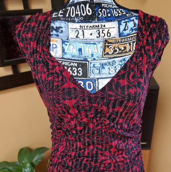 EXPRESS RED & BLACK SHIMMER SLEEVELESS TOP! - Picture 2 of 8